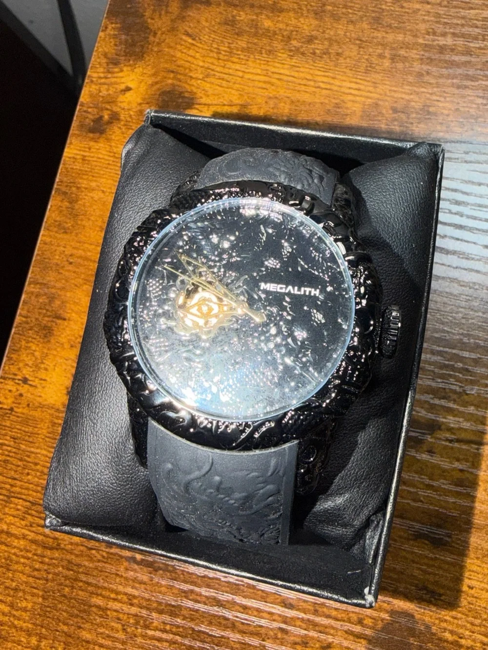 Megalith Black Men's Watch with Gold Accents(Automatic)